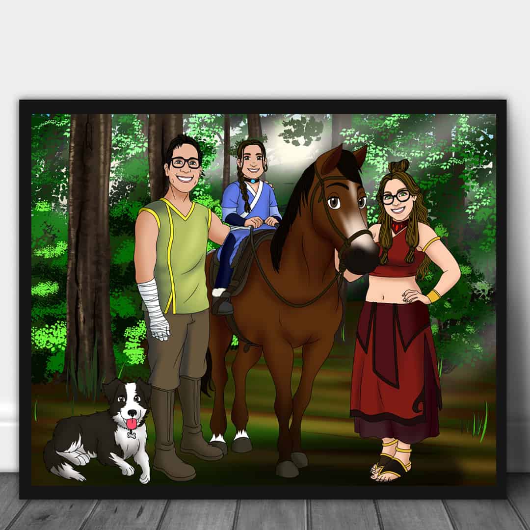 Disney Style disney Portrait, Cartoon Wedding Couple and Family Portrait,  Custom Disney Pet Commission, Disney Gifts, Disney Portrait 