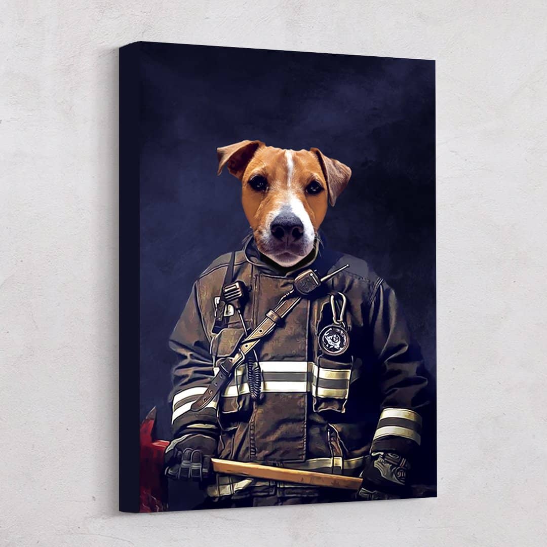 Fireman Custom Pet Art Canvas