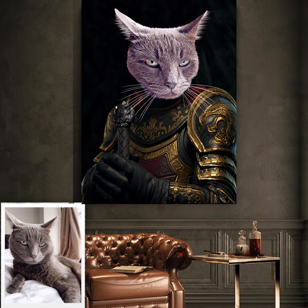 Golden Knight Custom Pet Art Canvas