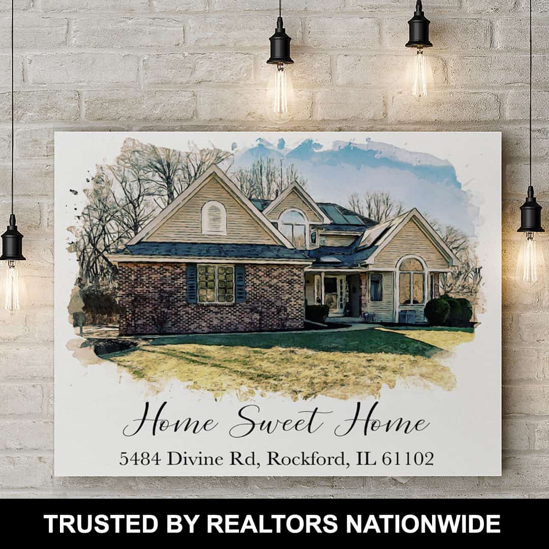 Custom Watercolor House Art - Realtor gift for buyers